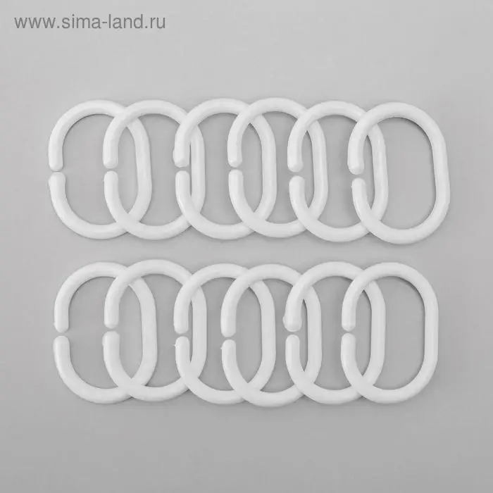 Набор колец для штор в ванную, пластик, 12 шт, белый