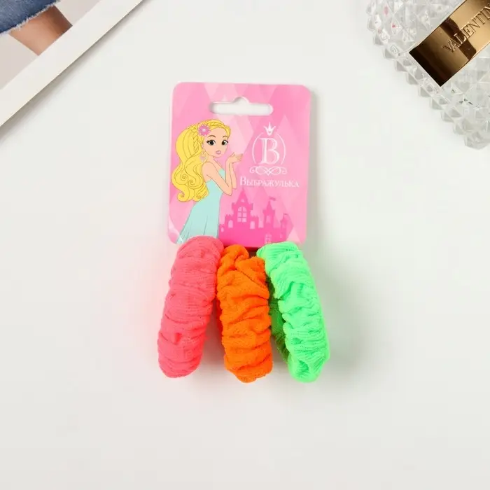 Резинка для волос "Махрушка спорт" (набор 3 шт) лето яркость, 4,5 см