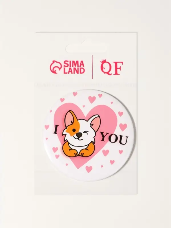 Зеркало карманное &laquo;Люблю корги&raquo;, d=7 см, разноцветное