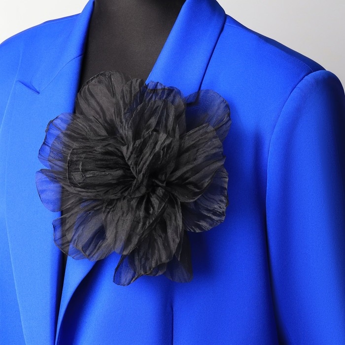 Брошь текстильная &laquo;Цветок&raquo; объемный, невесомый,цвет чёрный