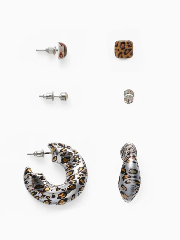 Набор серьги "Леопард" кольцо, цветной в серебре