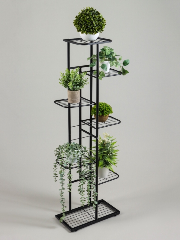 Подставка для цветов Greengo, 7 полок, 43 &times; 22 &times; 126 см, напольная, металл, чёрная