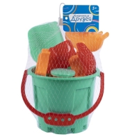 Песочный набор бирюзовый.(ведро 1,2 л,лопатка,грабли,4 формочки, лейка 0,2 л) JB5600267