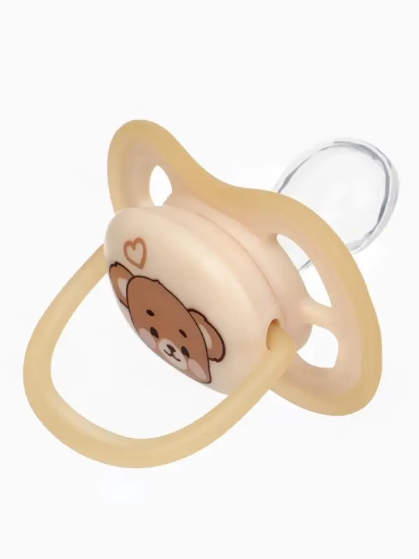 Светящаяся соска-пустышка анатомическая, силикон, от 0 мес., &laquo;Мишка&raquo;, цвет бежевый