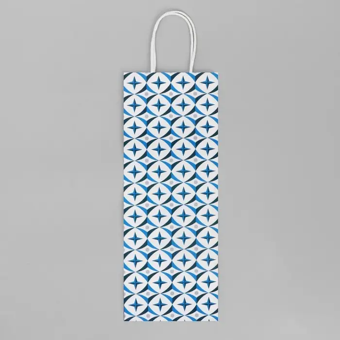 Пакет подарочный под бутылку, упаковка, &laquo;Геометрия&raquo;, белый крафт, 13 х 36 х 10 см