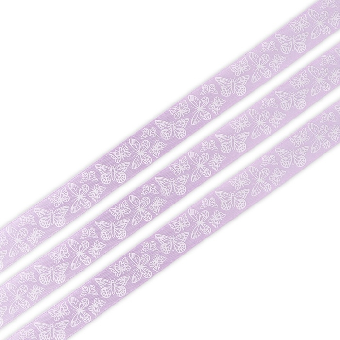Лента атласная «Бабочки», сиреневая, 2 см х 5 м Лента атласная «Бабочки», сиреневая, 2 см х 5 м