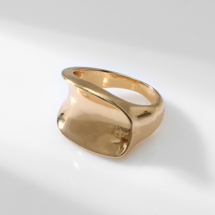 Кольцо металл &laquo;Тренд&raquo; вогнутый прямоугольник, цвет золото, размер 17