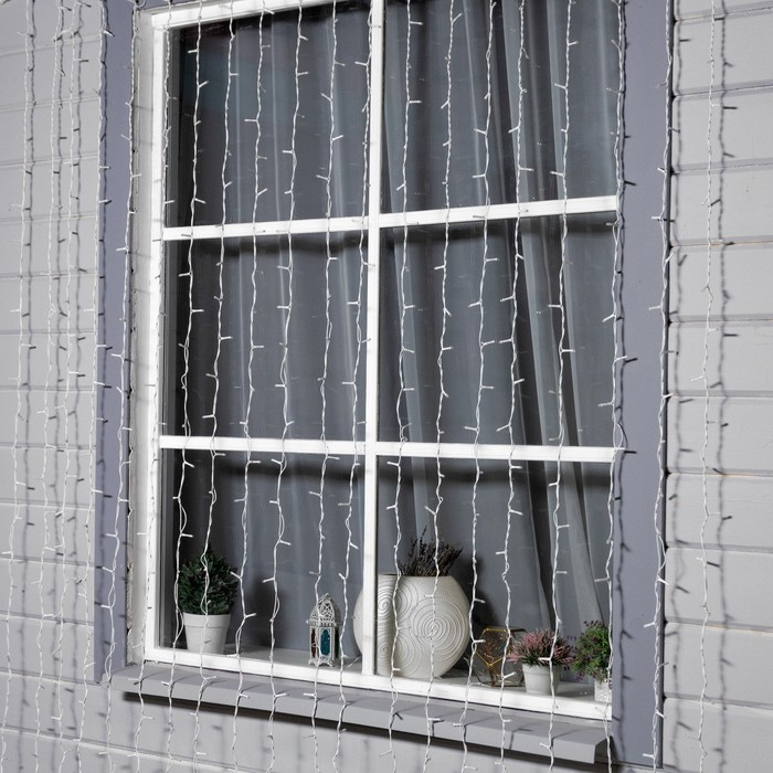 Гирлянда &laquo;Занавес&raquo; 2 &times; 3 м, IP44, УМС, белая нить, 760 LED, свечение белое, 220 В