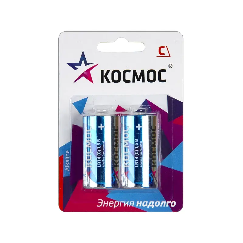 Батарейка Космос MAX LR14 C BL2 Alkaline 1.5V CN (2/24/96)