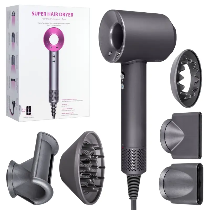 Набор фен SUPER HAIR DRYER Серый (6 в 1) 3M (10шт/кор)