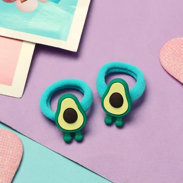 Резинки для волос &laquo;Крошка&raquo;, набор 2 шт., авокадо с ножками, 3 см, зелёные
