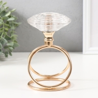 Подсвечник металл, стекло на 1 свечу "Иллюзия воды" d=3,5 см золото 10х10х17 см