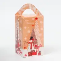 Подарочная коробка Новогодняя Четырехгранка большая &laquo;Елочки&raquo; 10&times;10&times;18 см