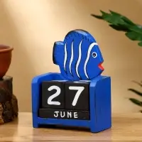 Календарь настольный "Экзотическая рыбка" дерево 11х5х14 см, цв. синий