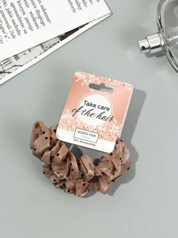 Резинка для волос "Летиция" (набор 2 шт) 7 см, коричневый