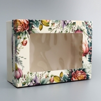 Коробка складная, крышка-дно, "Самой прекрасной", 21 х 15 х 7 см с окном