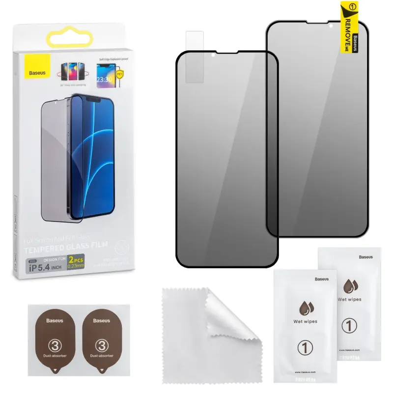 Защитное стекло iPh 13 Pro Max 6.7 (2021) 0.3mm 2 шт Антишпион Soft Edge Explosion-proof Baseus SGQP020501