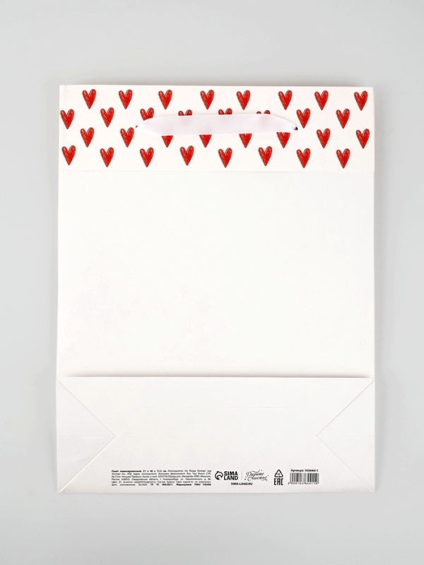 Пакет ламинированный двухсторонний &laquo;Люблю&raquo;, L 31 &times; 40 &times; 11,5 см