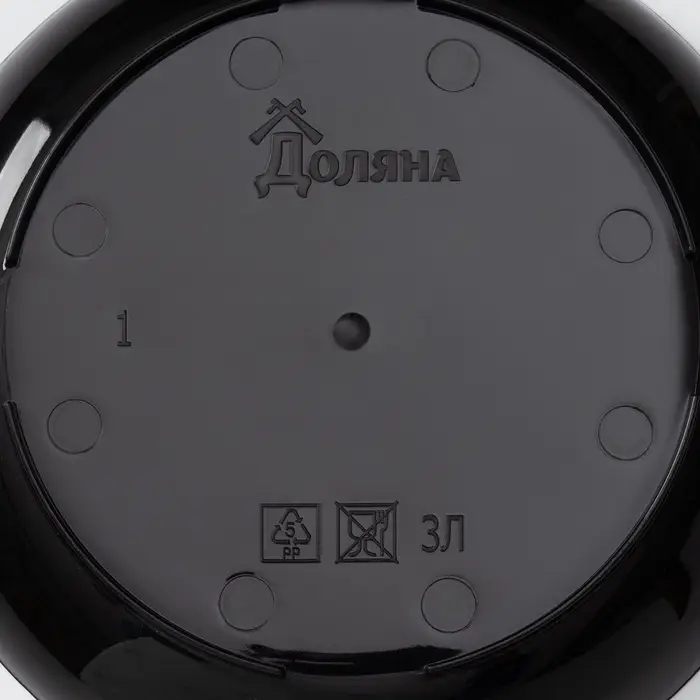 Горшок для цветов с поддоном Доляна &laquo;Голди. Листья&raquo;, 1,6 л, d=14 см, h=15,5 см, пластиковый, цвет чёрный