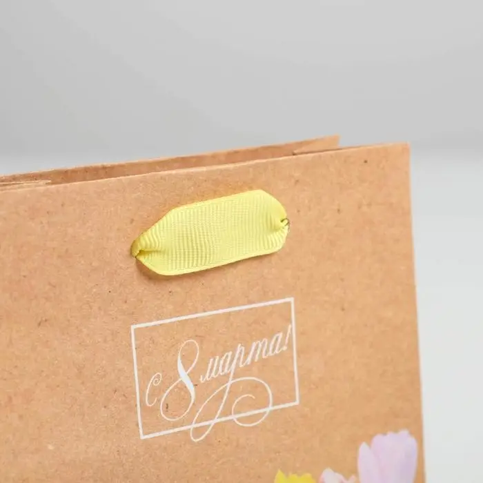 Пакет подарочный вертикальный крафтовый, упаковка, &laquo;Цветочная вереница&raquo;, S 12 х 15 х 5.5 см