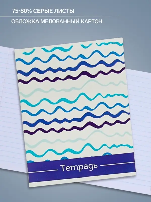 Тетрадь 48 листов в линейку Calligrata &laquo;Орнамент&raquo;, обложка мелованный картон, блок №2, белизна 75% (серые листы), МИКС