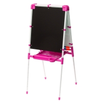 Мольберт детский двусторонний &laquo;Доска знаний&raquo;, регулируется по высоте, + учебные принадлежности, цвет розовый