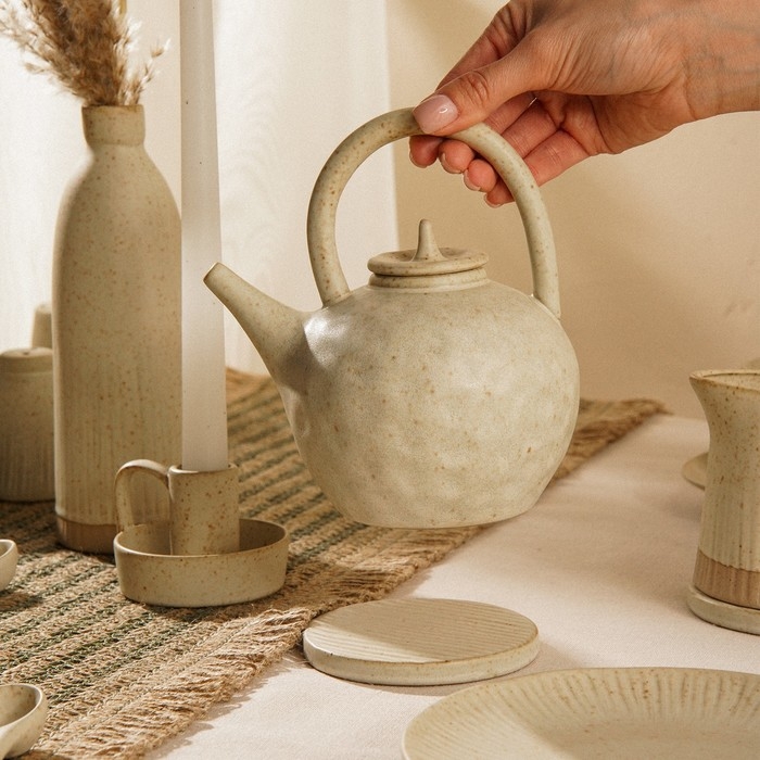 Чайник заварочный керамический SL Home &laquo;Виенто&raquo;, 650 мл, 15&times;12&times;16,5 см, цвет бежевый