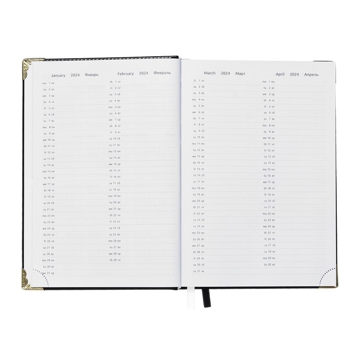 Набор подарочный deVENTE.Bellagio: ежедневник датированный 2024 года, А5, 176 листов, твёрдая обложка, блок 70 г/м2, чёрный + шариковая ручка