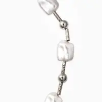 Бусы "Жемчуг" майорика прямоугольник, цвет белый в серебре