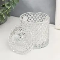Шкатулка стекло "Цилиндр с ромбиками" прозрачная 14,5х8,5х8,5 см