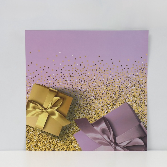 Фотофон двусторонний картон плотность 350 гр Фотофон двусторонний картон плотность 350 гр "Ёлочные ветки и подарки" 50х50 см