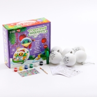 Ёлочные шары под раскраску на новый год «Чудесный подарок»», d = 7 см, новогодний набор для творчества Ёлочные шары под раскраску на новый год «Чудесный подарок»», d = 7 см, новогодний набор для творчества