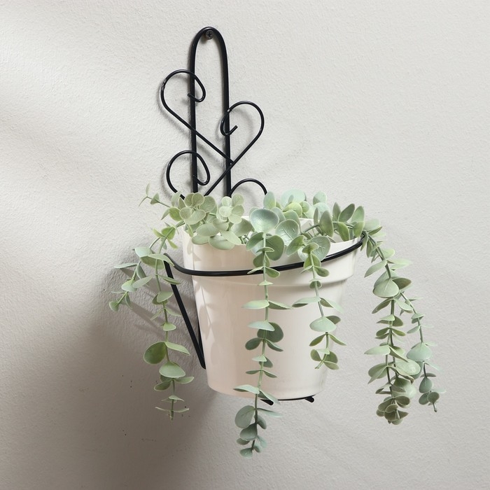 Подвес для кашпо настенный &laquo;Узор&raquo;, d = 16 см, чёрный