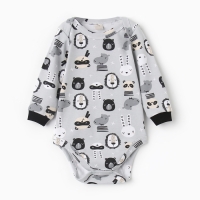 Боди с длинным рукавом, цвет серый/зверята, рост 74 см Боди с длинным рукавом, цвет серый/зверята, рост 74 см