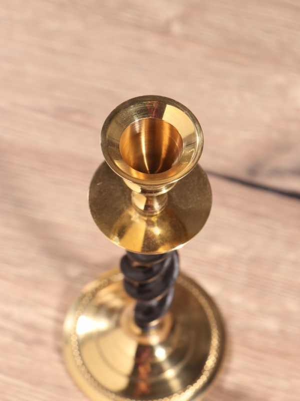 Подсвечник на 1 свечу "Спираль" латунь, черный с золотом 7х19 см