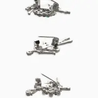 Броши "Балеринки" (набор 3шт), цвет микс в серебре