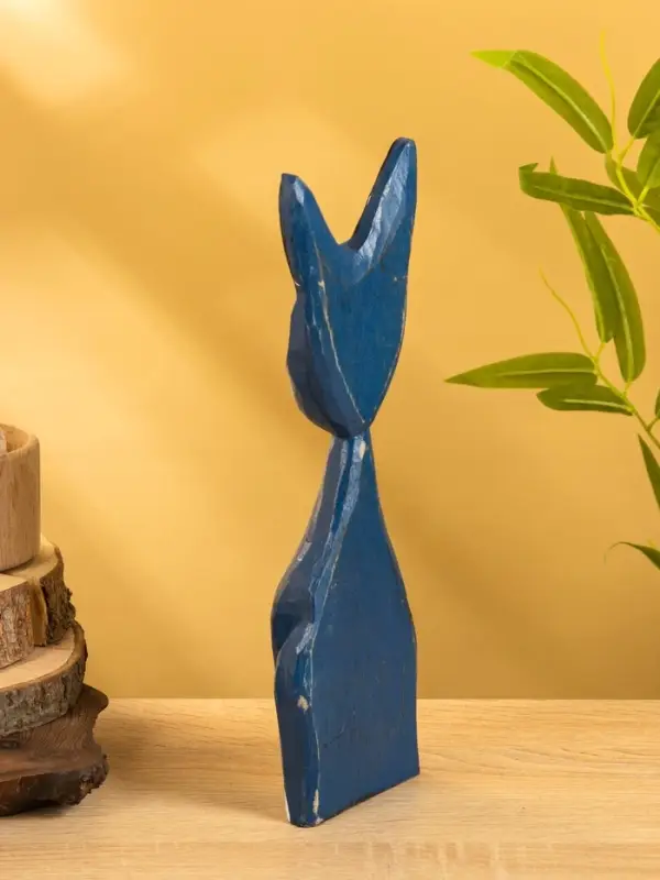 Сувенир интерьерный "Кошачья семья" (набор 3 шт: 30,25 и 20 см) дерево, цв. синий