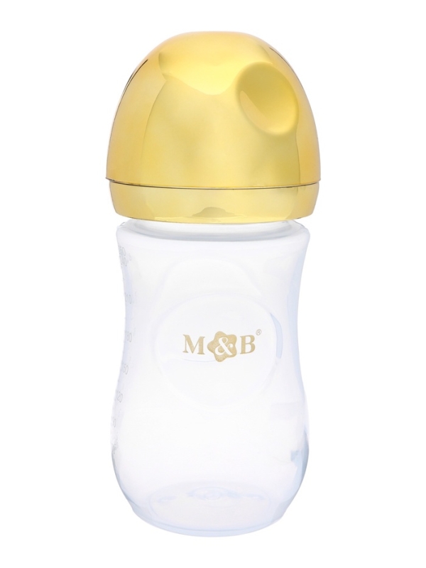 Бутылочка для кормления с наклейками &laquo;BOSS&raquo; от 0 мес., 250 мл., цвет золотой, M&B