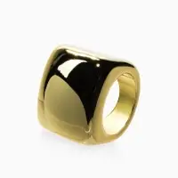 Кольцо пластик "Объемный квадрат", р-р 17, цвет золото