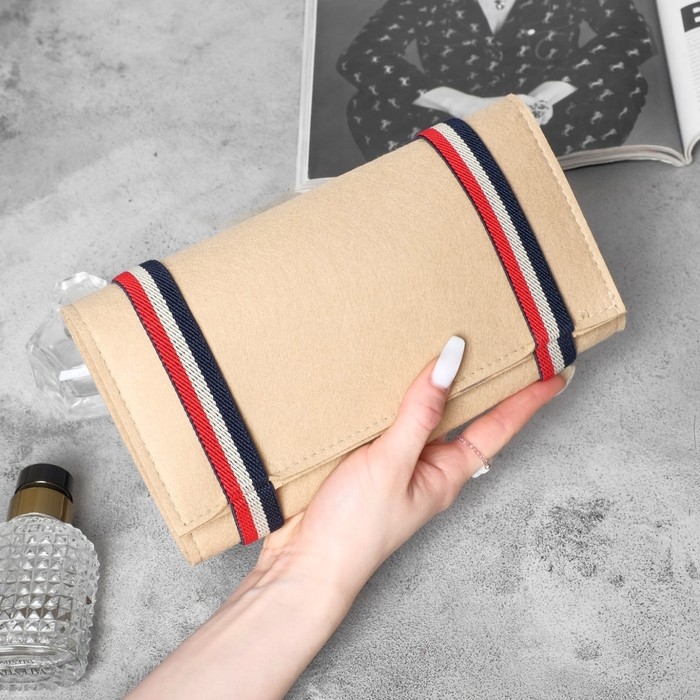 Органайзер для хранения украшений скручивающийся &laquo;Дорожный&raquo;, 23&times;26 см , цвет бежевый