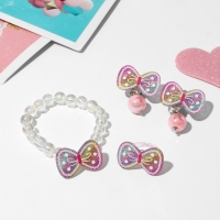 Набор детский &laquo;Выбражулька&raquo; 3 предмета: клипсы, браслет, кольцо, бантики, цветной