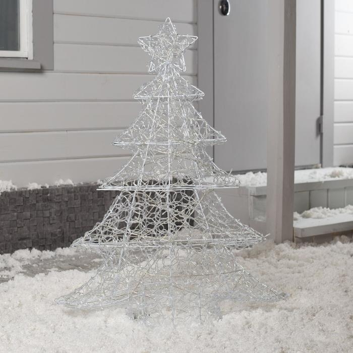 Светодиодная фигура &laquo;Кружевная ёлка&raquo; 70 &times; 90 &times; 17 см, металл, 31 В, мерцание, свечение зелёное