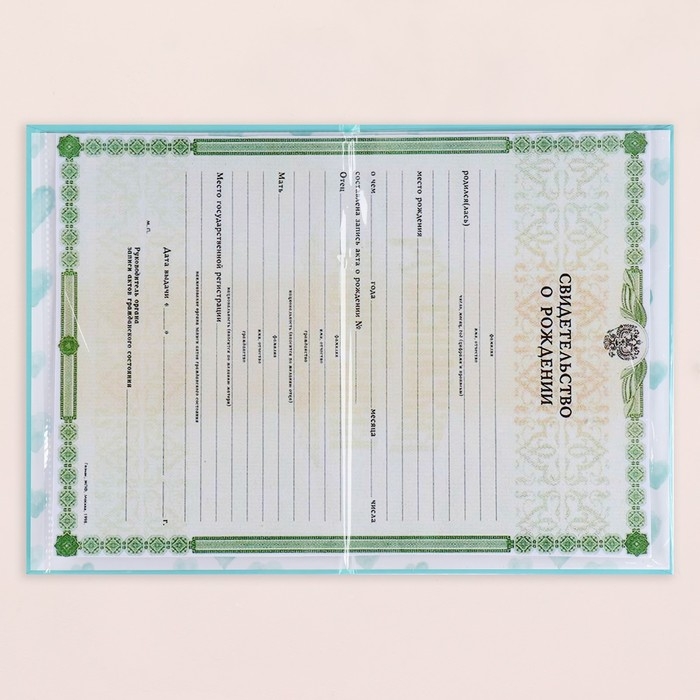 Папка под свидетельство о рождении "Для мальчика" голубой фон, А5