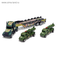 Грузовик инерционный &laquo;Тягач&raquo;, с 2 машинами, цвета МИКС
