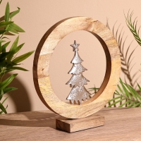 Сувенир интерьерный в деревянном кольце "Ёлка" 30х8х33 см Сувенир интерьерный в деревянном кольце "Ёлка" 30х8х33 см