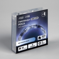 Гирлянда &laquo;Нить&raquo; 5 м роса, IP20, серебристая нить, 50 LED, 2 режима, батарейки AAх3 (не в комплекте), свечение белое