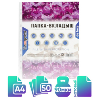 Файл-вкладыш А4, 90 мкм, Calligrata "Премиум", плотные, матовый, вертикальный, 50 штук Файл-вкладыш А4, 90 мкм, Calligrata "Премиум", плотные, матовый, вертикальный, 50 штук