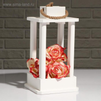 Кашпо деревянное "Фонарь", ручка верёвка, белый, 16×16×30 см Кашпо деревянное "Фонарь", ручка верёвка, белый, 16×16×30 см