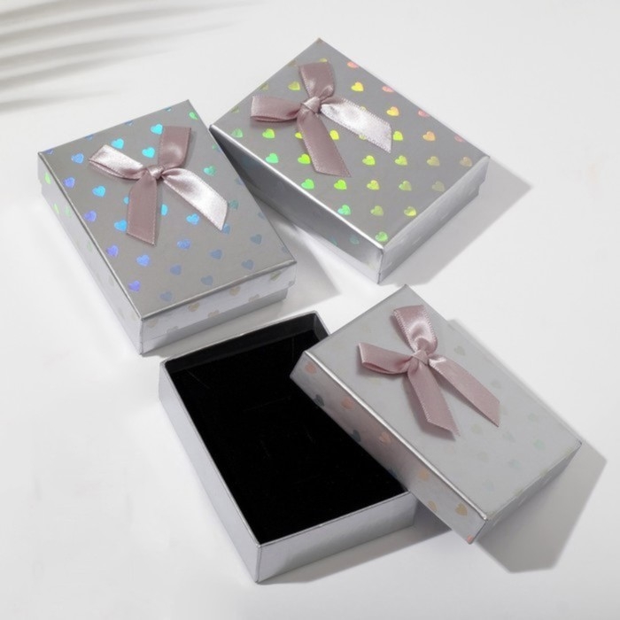 Коробочка подарочная под набор &laquo;Сердечки&raquo;, 7&times;9,5 (размер полезной части 6,5&times;9см), цвет серый