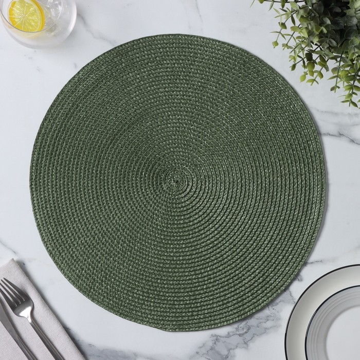 Салфетка сервировочная на стол Доляна &laquo;Лофт&raquo;, d=38 см, зелёная